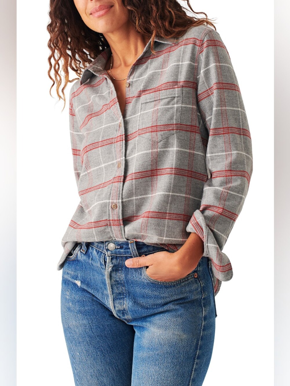 Faherty Juliet Plaid Button Down Flannel Shirt